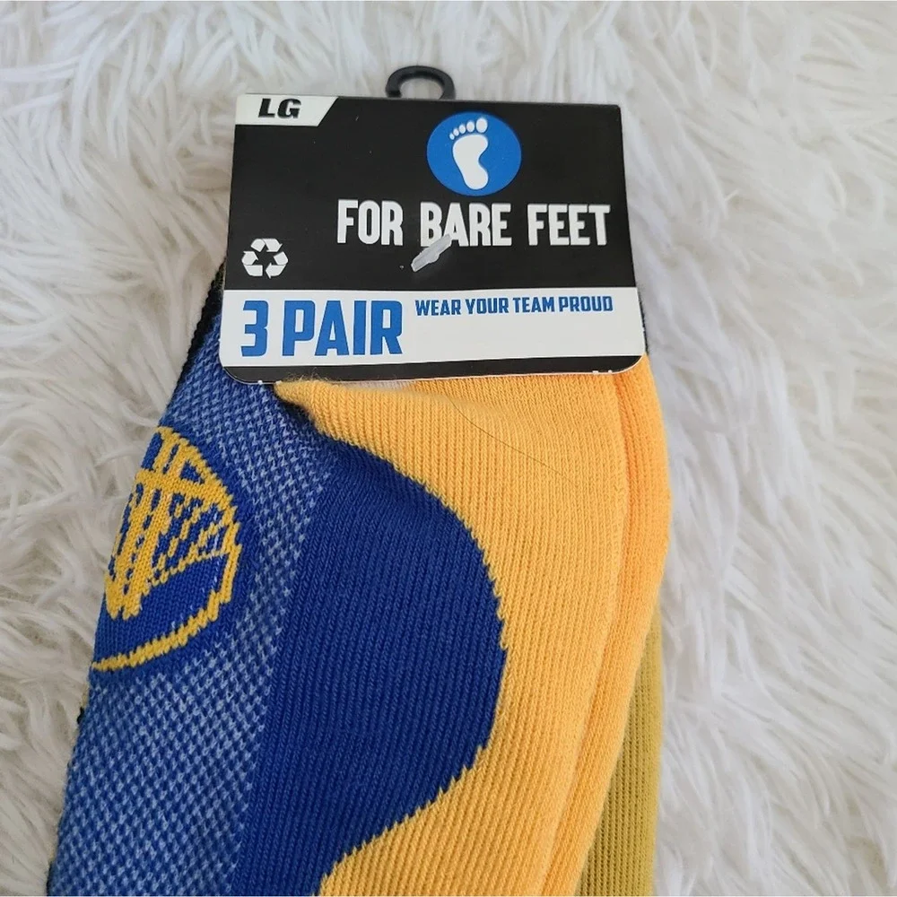 Golden State Warriors‎ 3 Pack Logo Ankle Socks NWT Size Large